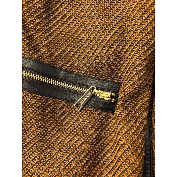 MISOOK Faux Leather Trim Jacket XL Brown Textured Single Clasp 3/4 Sleeve Career - Picture 8 of 16